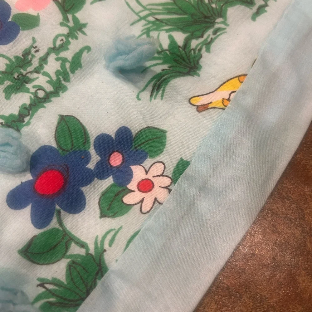 Vintage Handmade Baby Animal Comforter Full Quilt 74x90”